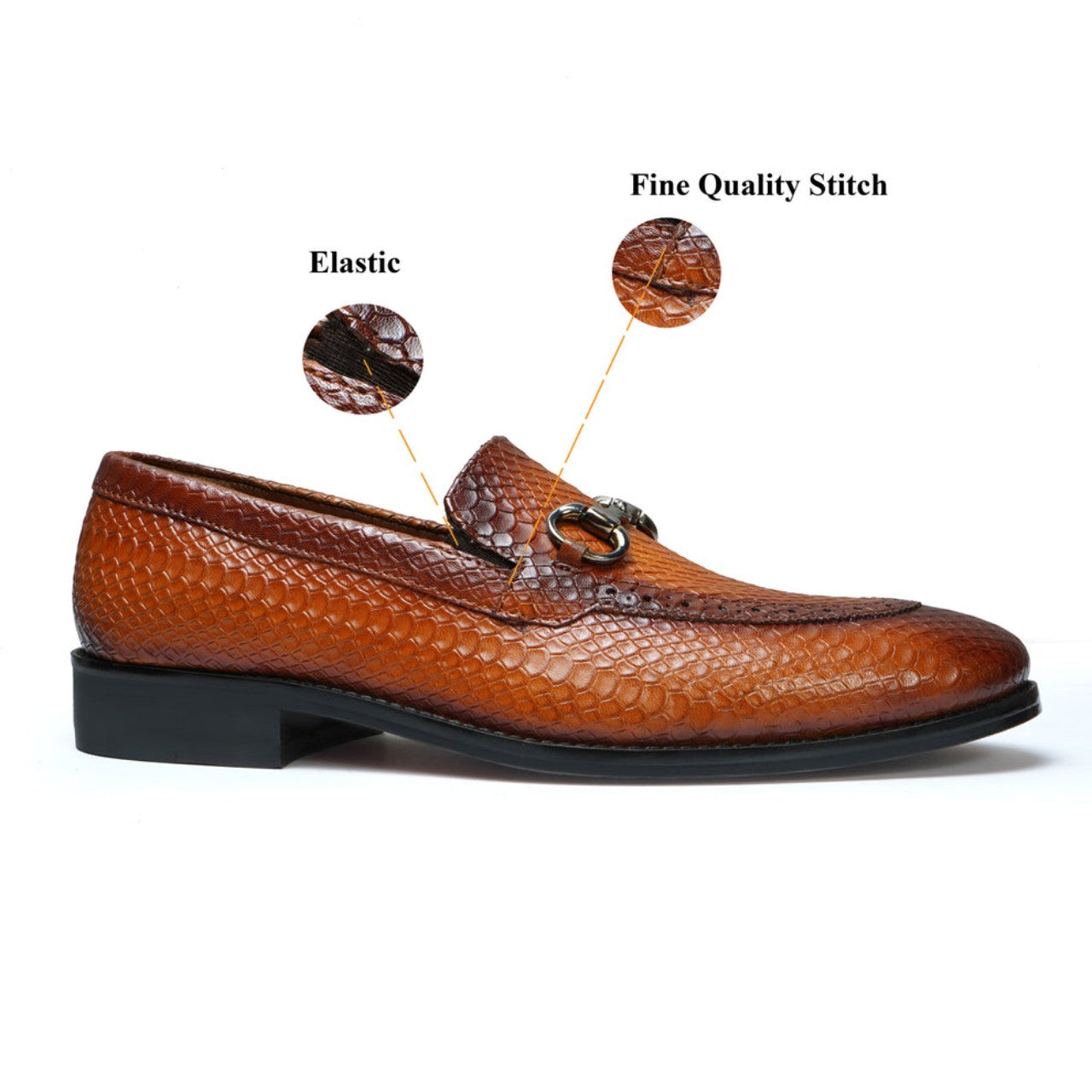 Handmade Leather Snake Skin Textured Loafers