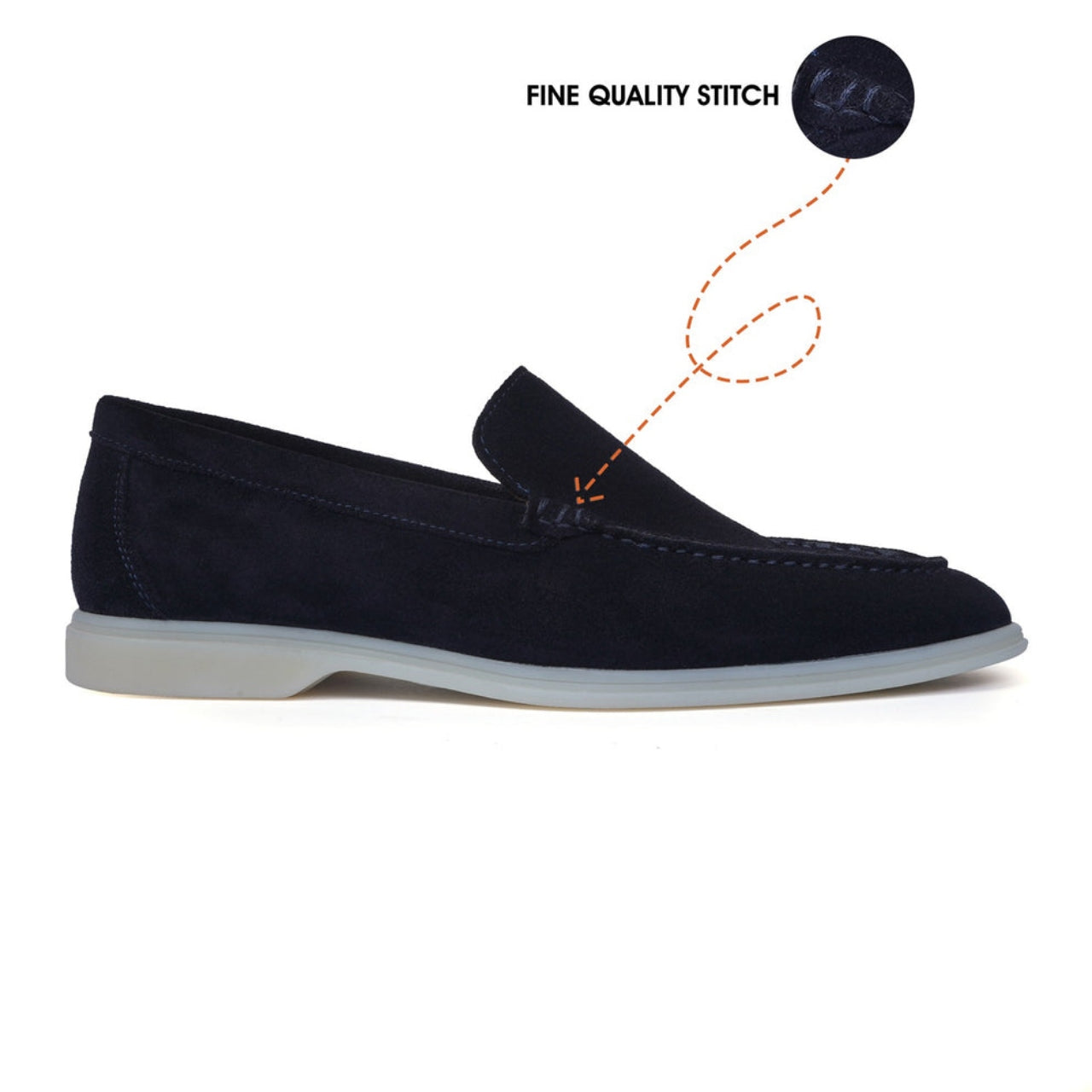 Handmade Easy Walk Yacht Shoes In Navy Blue Suede Leather