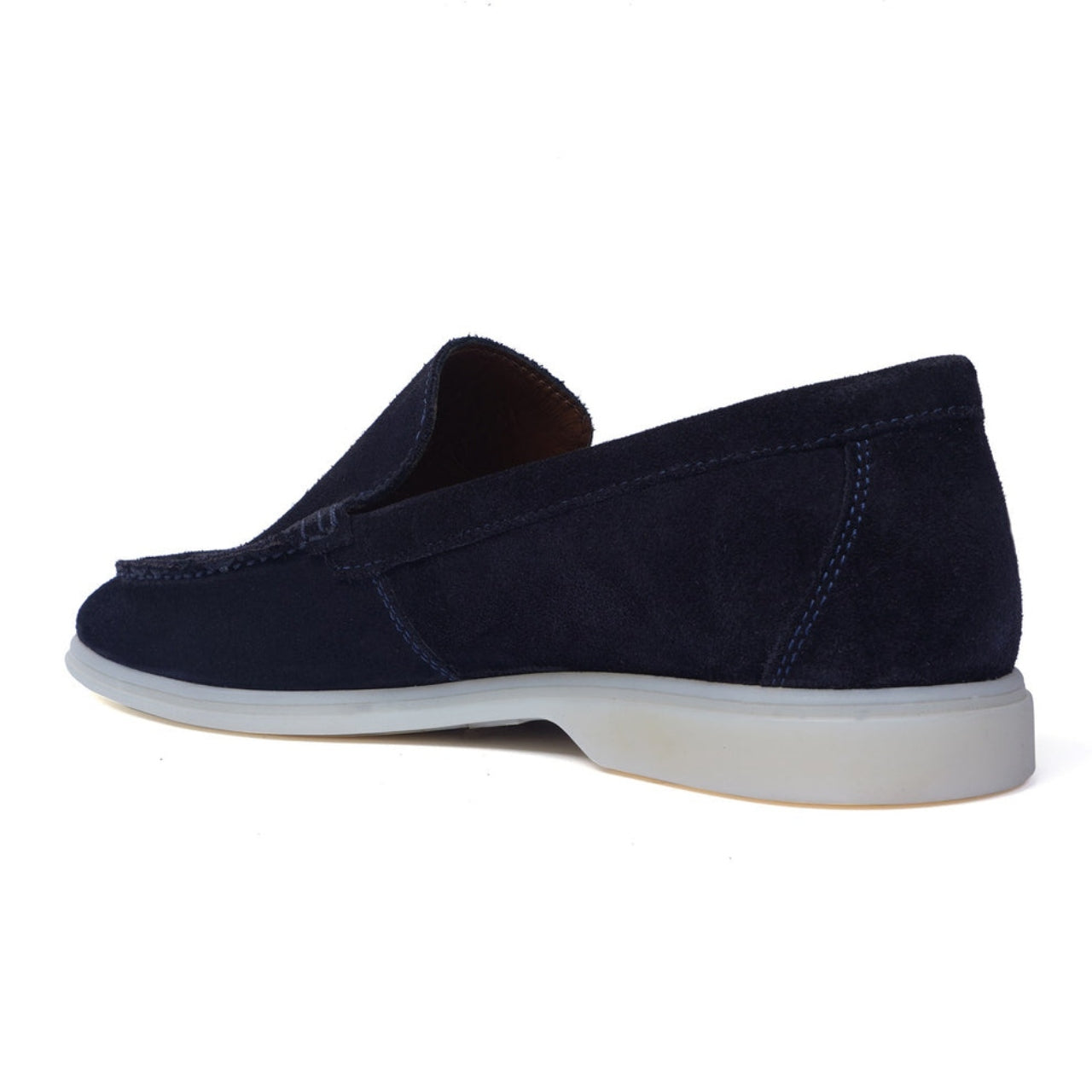 Handmade Easy Walk Yacht Shoes In Navy Blue Suede Leather