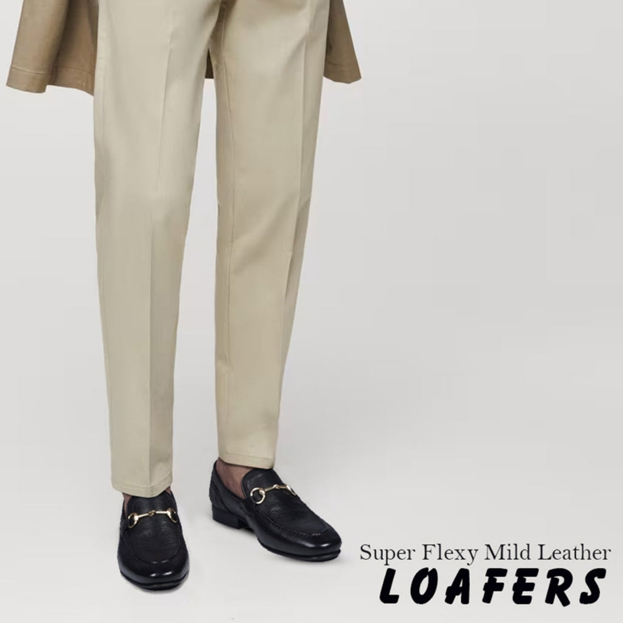 Handmade Loafers In Black Textured Leather