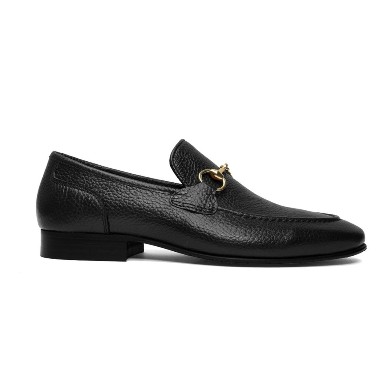 Handmade Loafers In Black Textured Leather