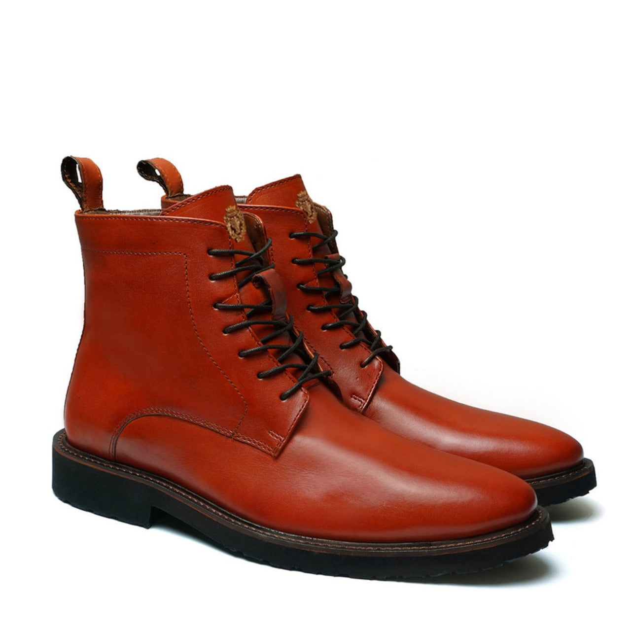 Handmade High Ankle Tan Leather Boots