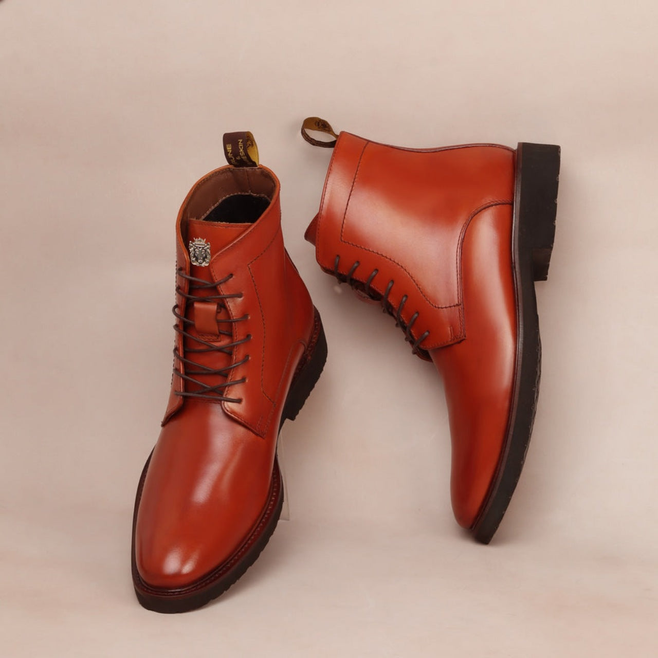 Handmade High Ankle Tan Leather Boots