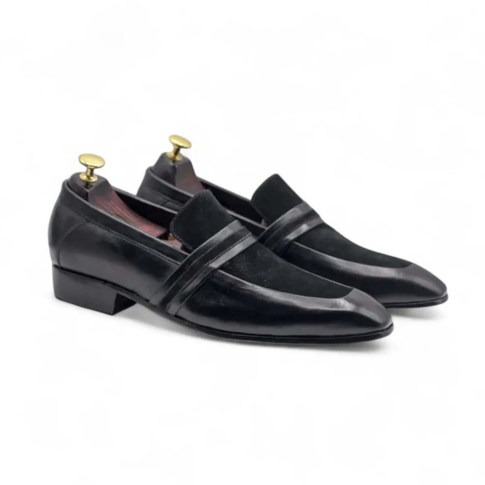 Black Leather Loafer Slip-On Shoes