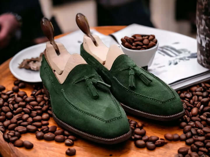 Men's Black Suede Slip On Loafer Tussle Shoes, Casual Shoes