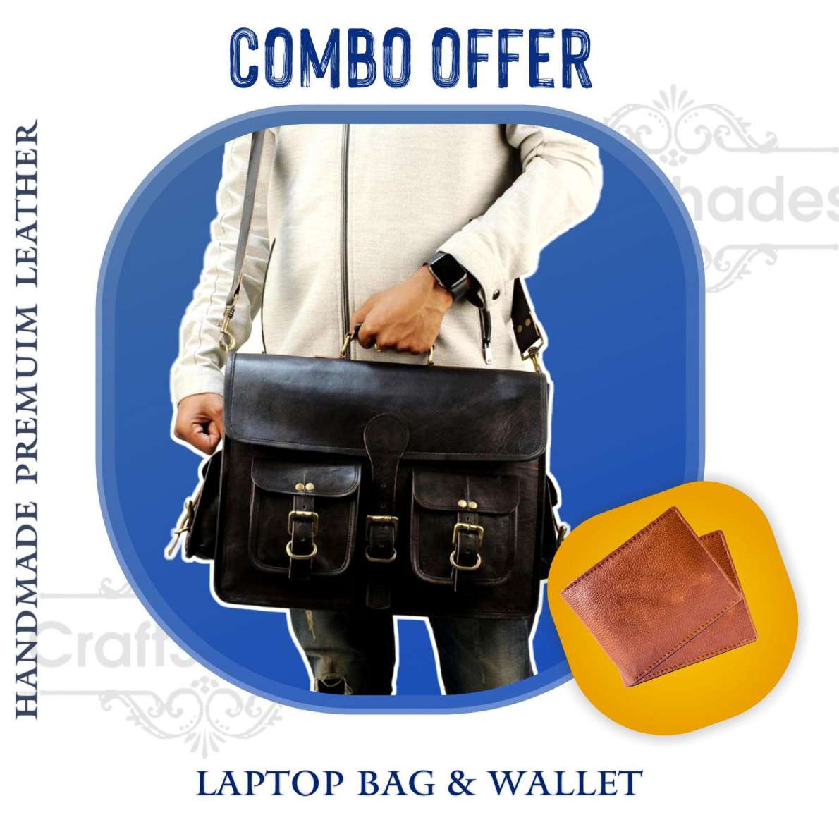 Kalite Leather Combo – 4 Pockets Handcrafted Leather Bag& wallet | 100% Genuine Leather