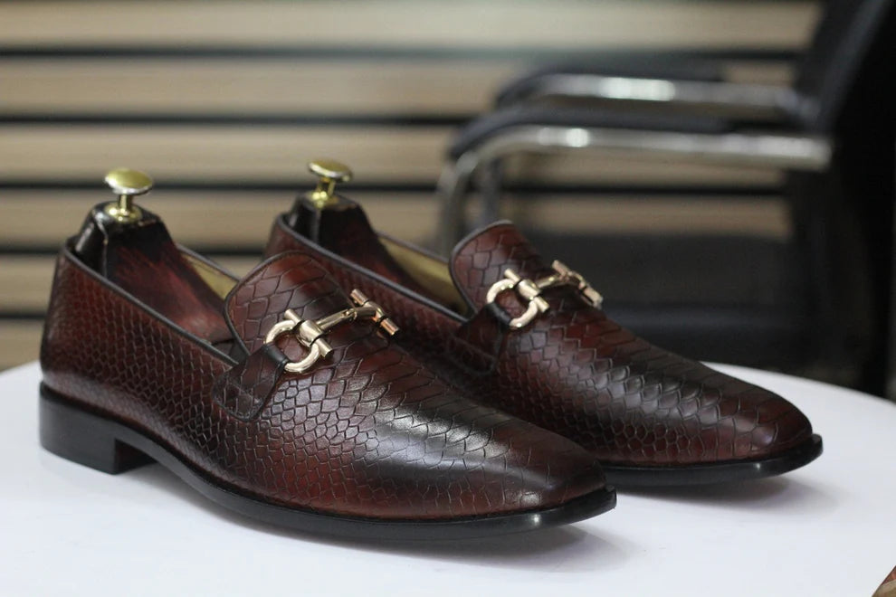 Handmade Python Slip On Loafers, Leather Loafer Shoes For Men's
