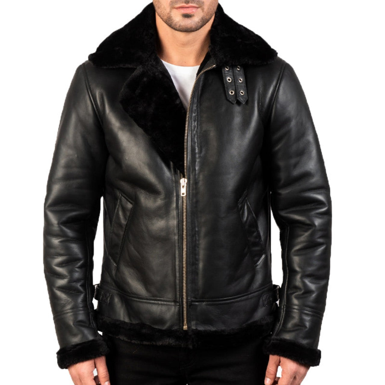 Bomber  leather Jacket For Men - XL