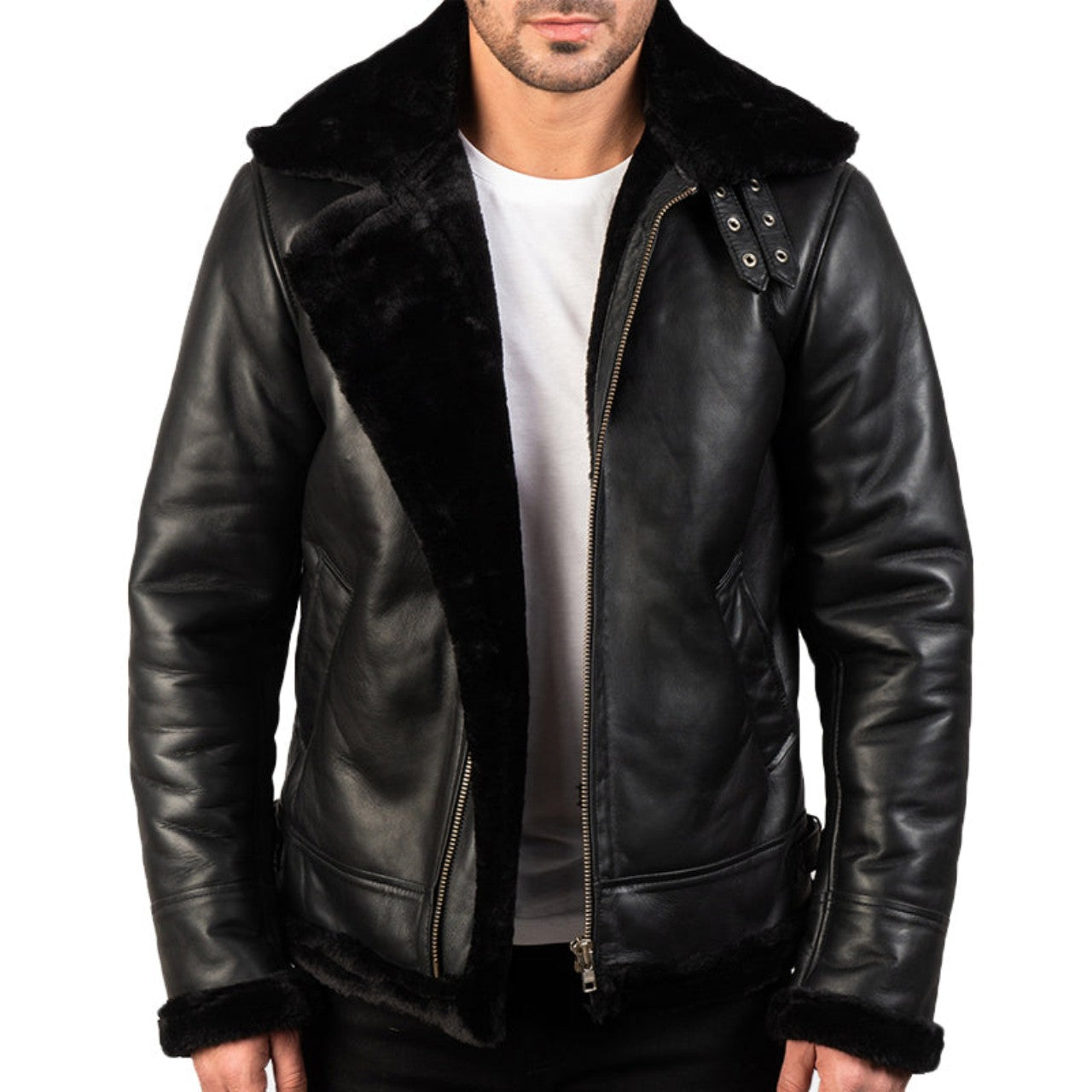 Bomber  leather Jacket For Men - XXL