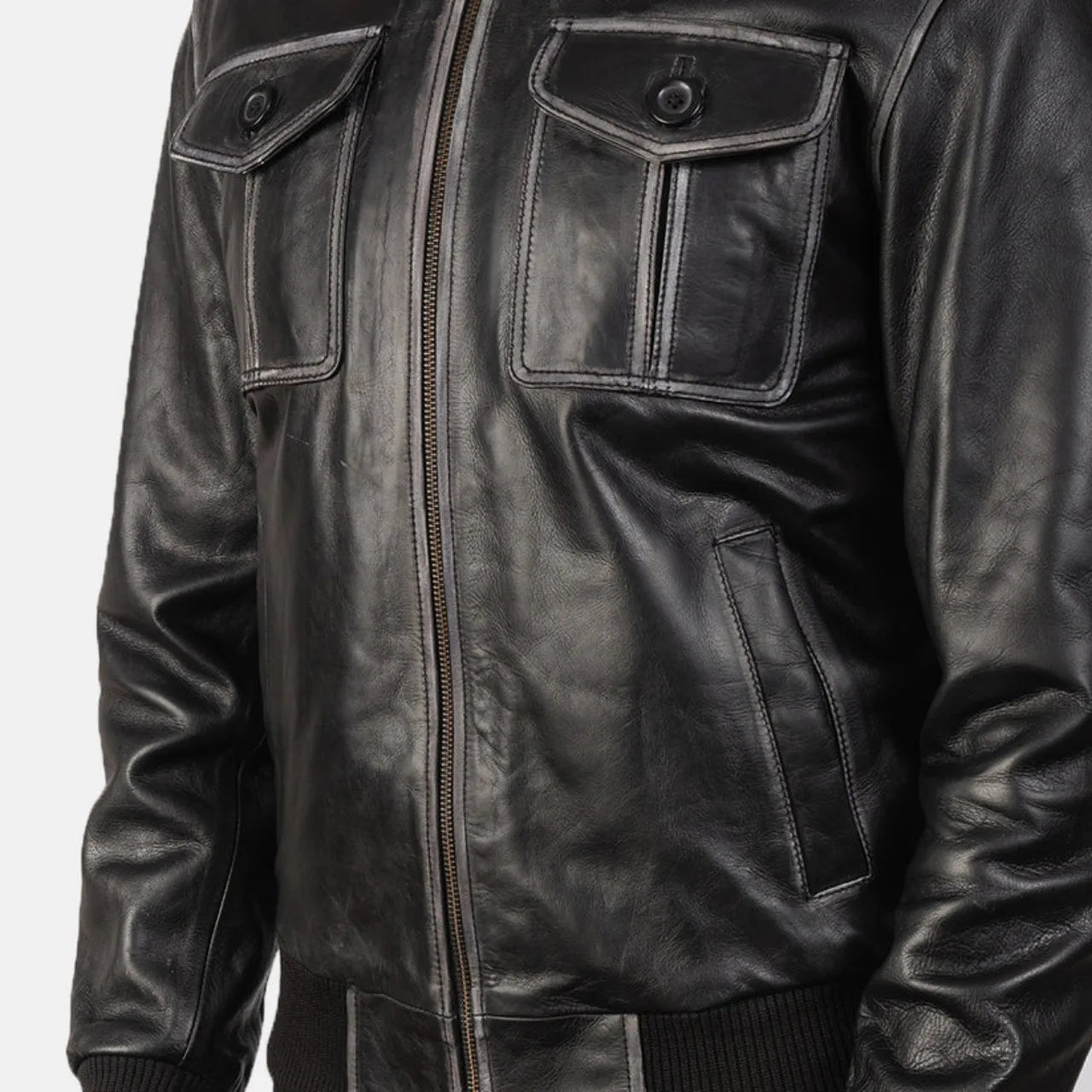 Aaron Leather Bomber Jacket