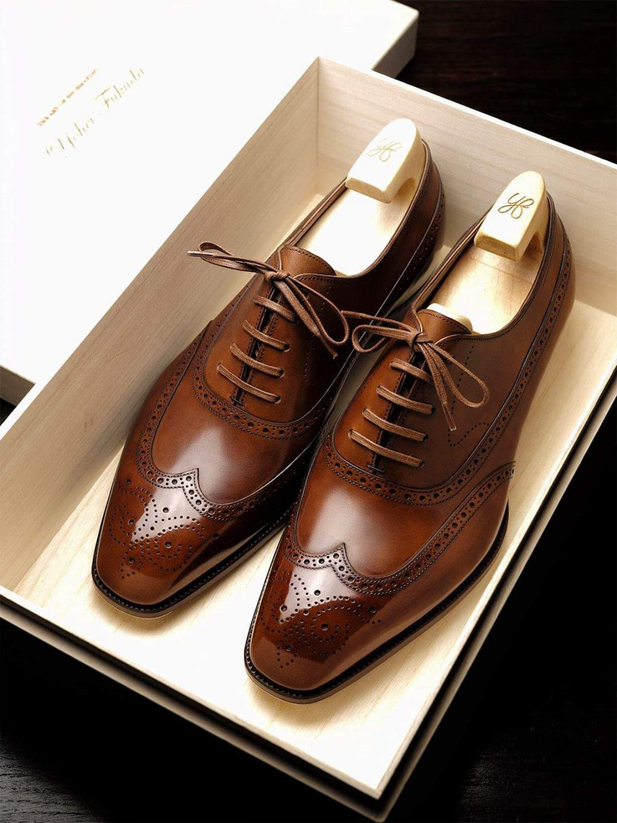 TAN LEATHER CEDRIA BROGUE WINGTIP OXFORDS  FORMAL SHOE
