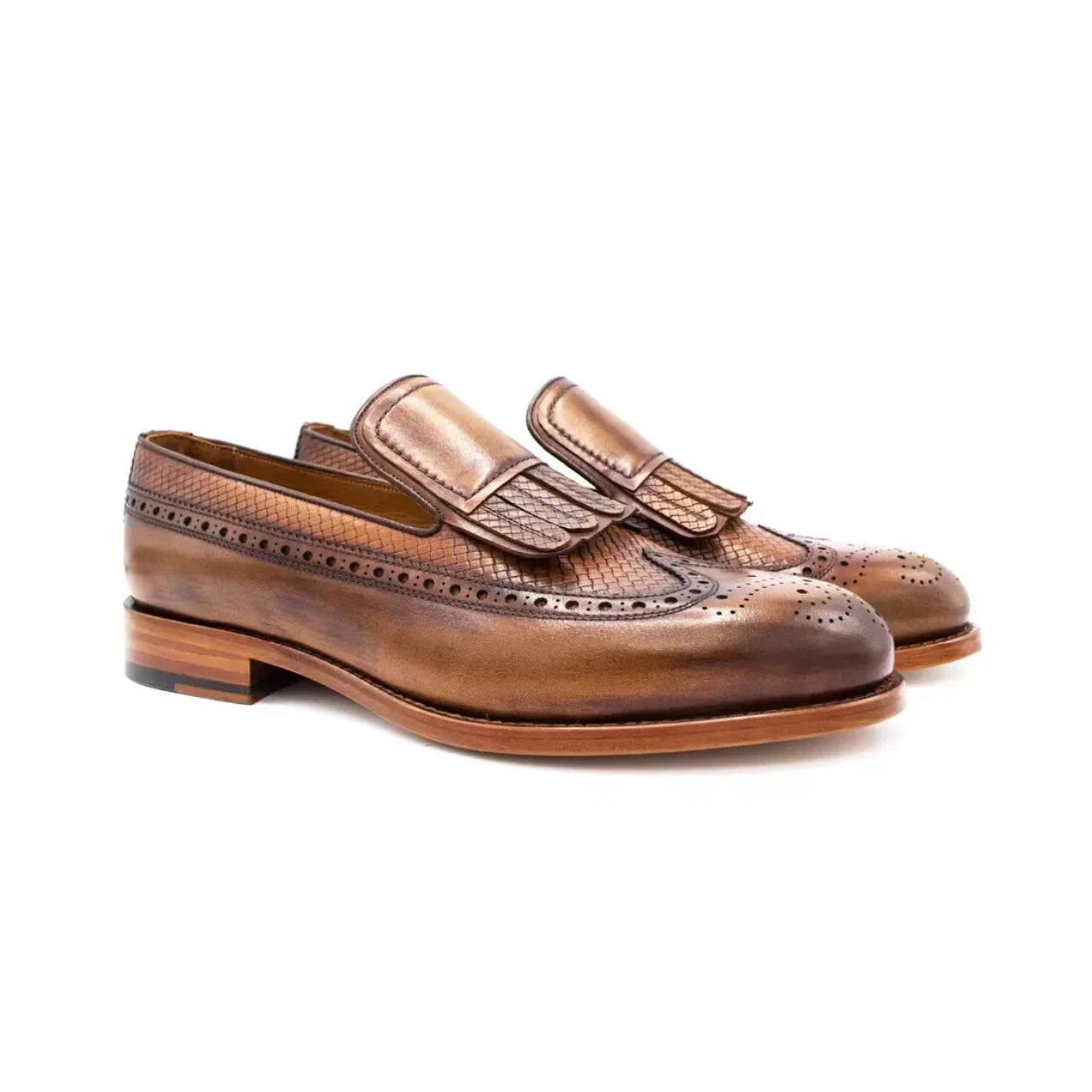 Handmade Shoe for Men Arthur Tan Burnished Loafer