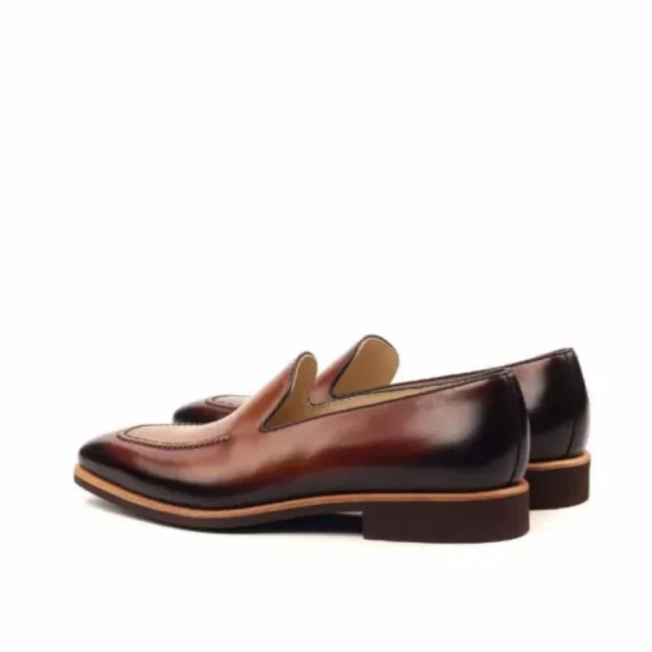 Totally Handmade Best Seller Amber Patina Finish Brown Loafer