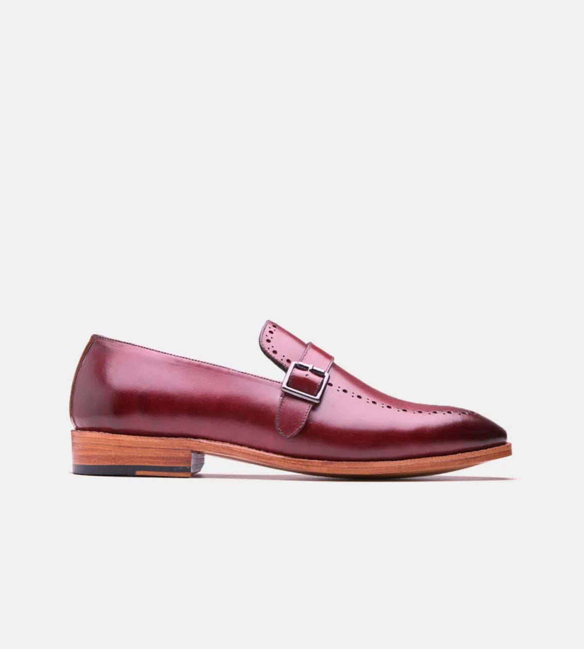 Handmade Burgundy Strap Loafer