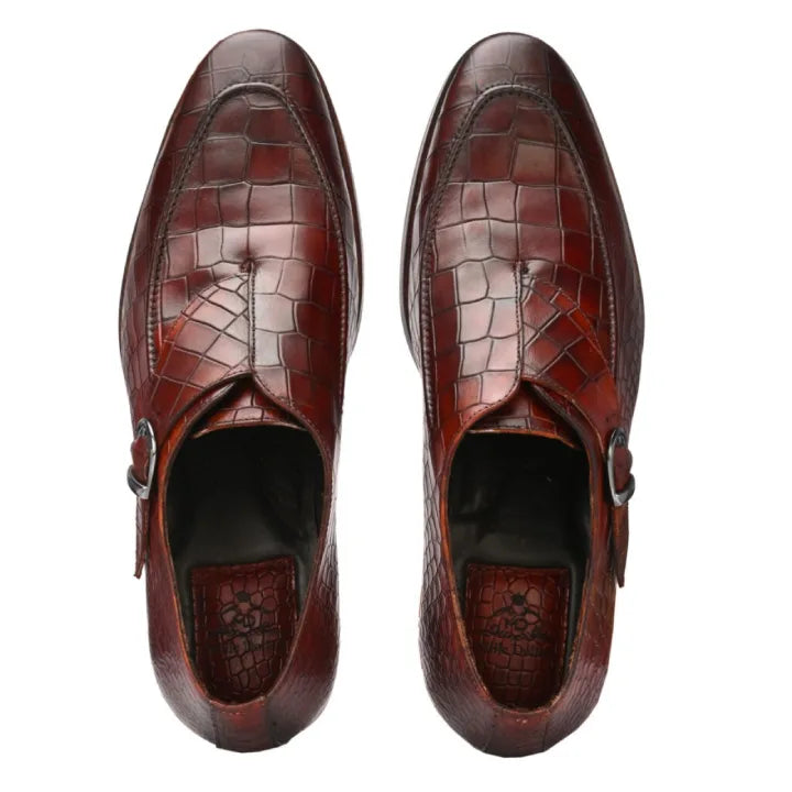 Handmade Brown Single  Monk Strap Shoe