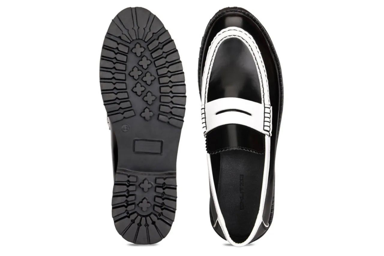 Handmade Black & White loafers shoe