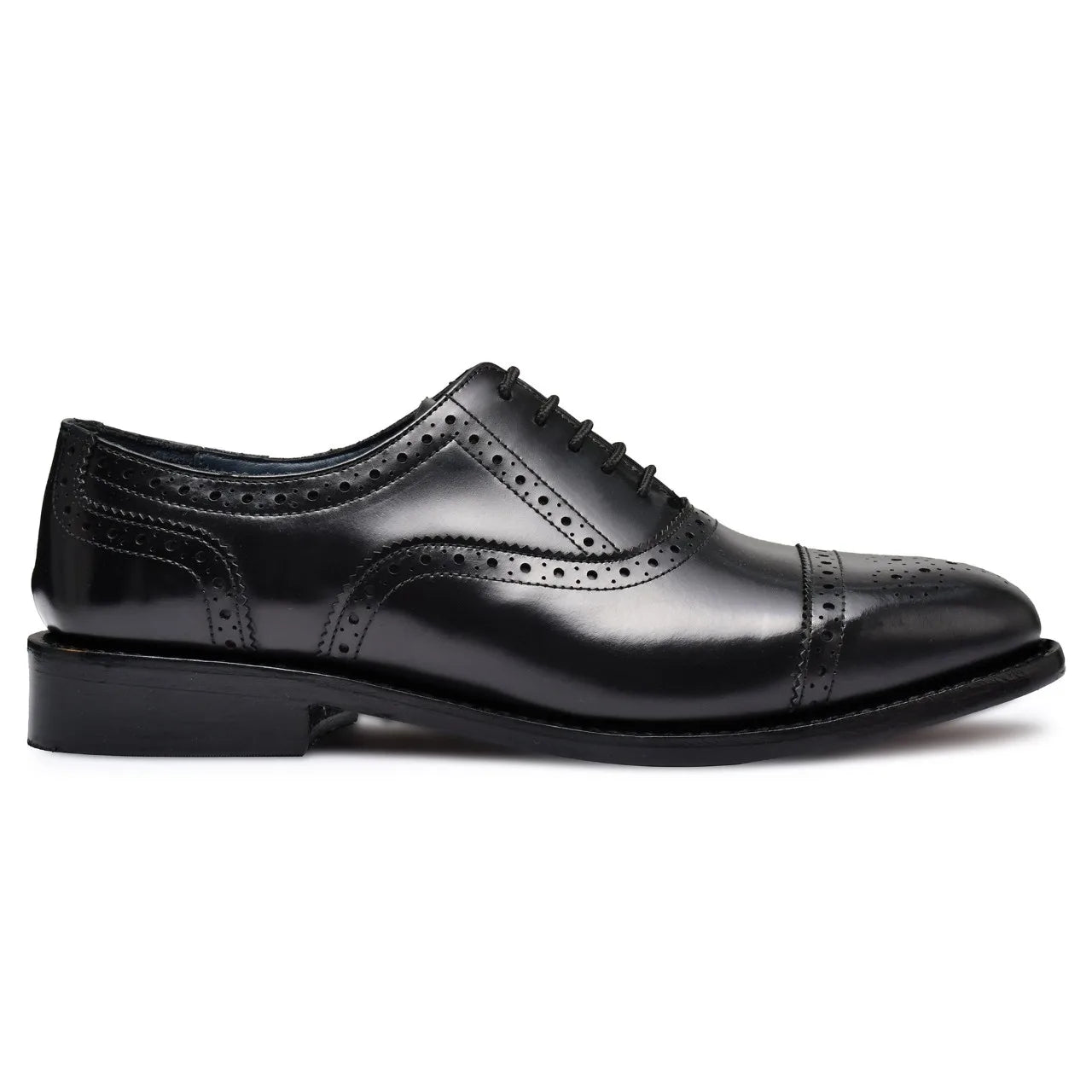 Pure Handmade Black Leather Lace up Brogue Shoes for Men