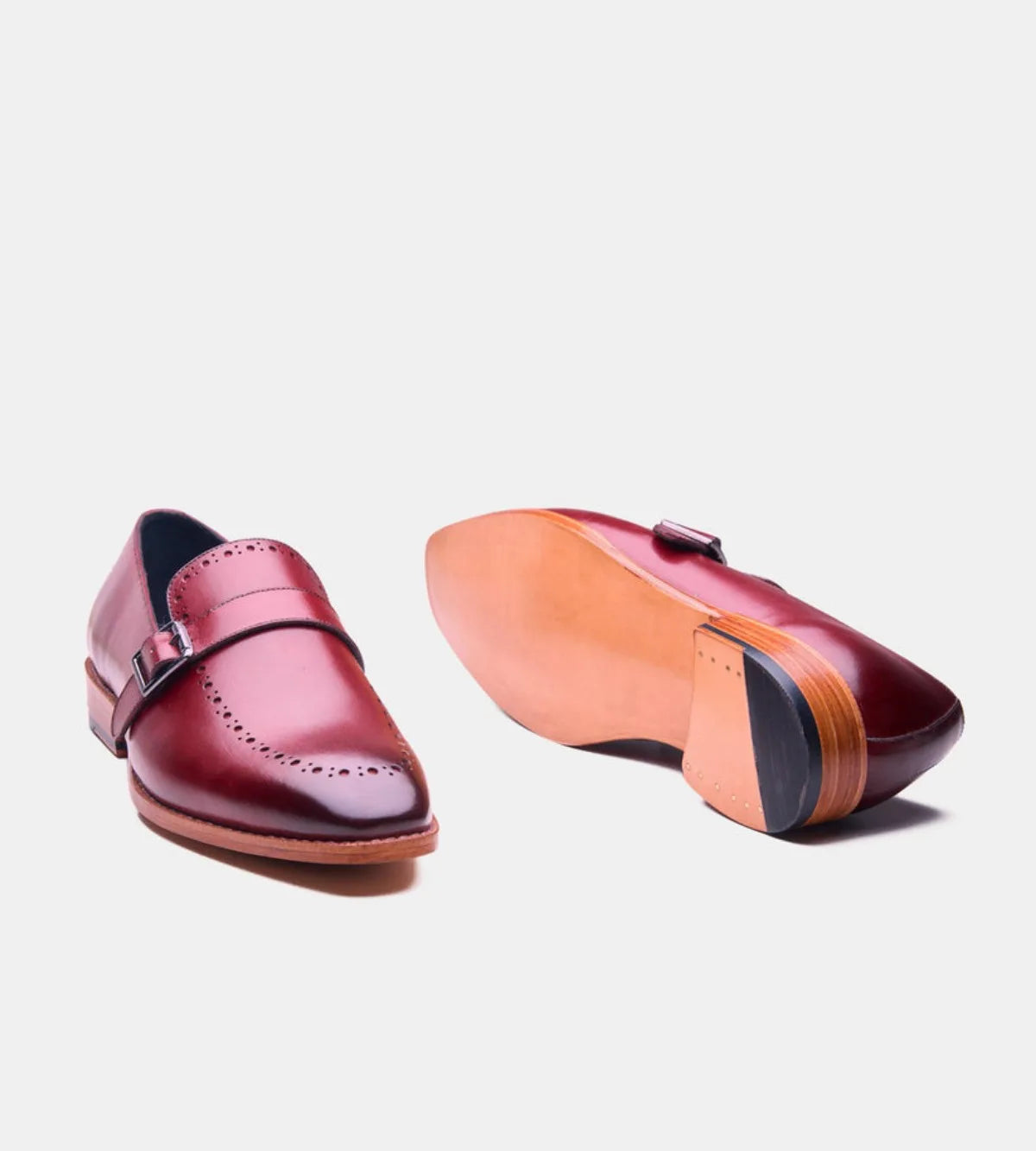 Handmade Burgundy Strap Loafer