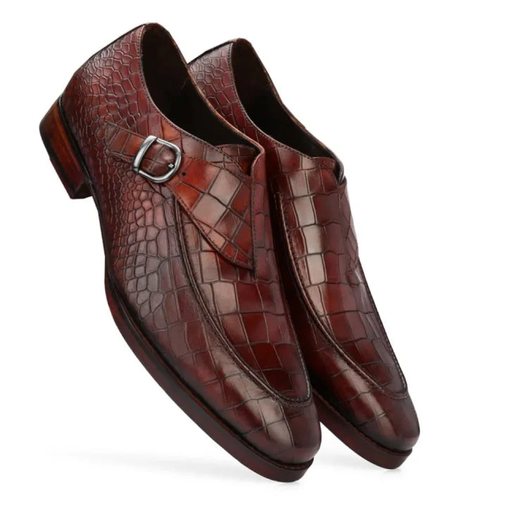 Handmade Brown Single  Monk Strap Shoe