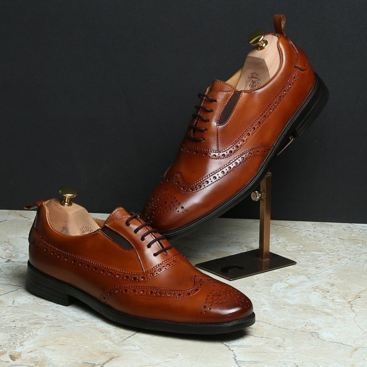 Handmade Tan Leather Lace-UP