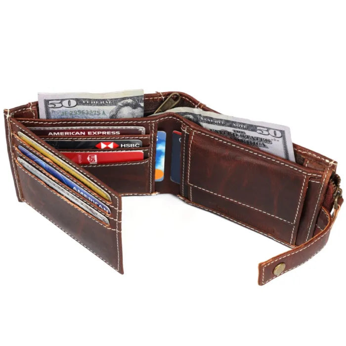 Premium 12.5×10 cm Brown Leather Wallet Durable and Sleek
